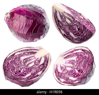 Raccolta di cavolo viola isolato su uno sfondo bianco. Foto Stock