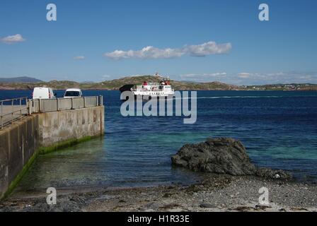 Iona traghetto, suono di Iona, Ebridi Interne, Scozia Foto Stock