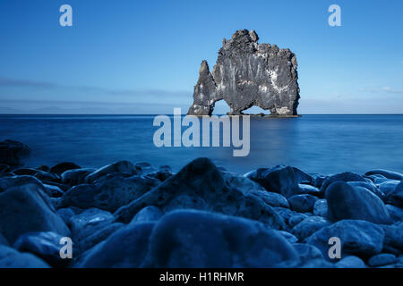 Hvitserkur, giant rock con la forma di un dinosauro Foto Stock