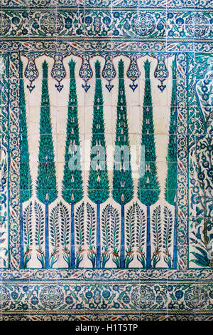Iznik piastrella patern dal Palazzo Topkapı ad Istanbul in Turchia Foto Stock