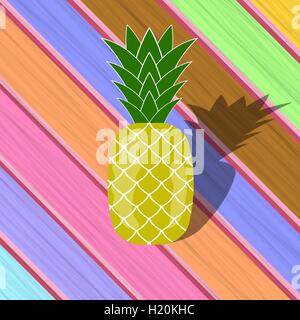 Fresco di ananas maturo su listelli colorati Illustrazione Vettoriale