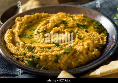 In casa di zucca greco hummus con Pita Chips Foto Stock