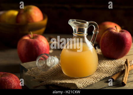 Raw Apple organico di aceto di sidro in una bottiglia Foto Stock