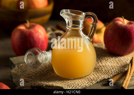 Raw Apple organico di aceto di sidro in una bottiglia Foto Stock