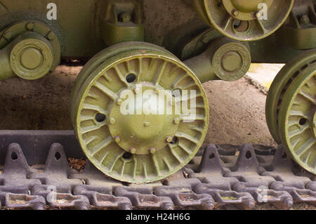 Dettaglio di WWII serbatoio militare Caterpillar Close up Foto Stock