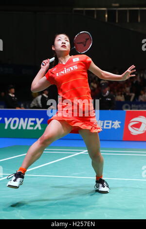 Tokyo Metropolitan Gymnasium, Tokyo, Giappone. Xxi Sep, 2016. Nozomi Okuhara, Settembre 21, 2016 - Badminton : Overgrip Yonex Open Giappone 2016 Donne Singoli Quarti di finale presso il Tokyo Metropolitan Gymnasium, Tokyo, Giappone. © Sho Tamura AFLO/sport/Alamy Live News Foto Stock