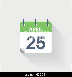 25 aprile icona del calendario su sfondo grigio Illustrazione Vettoriale