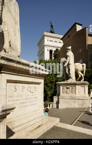 Il Michelangelo-progettato la Piazza del Campidoglio, Roma, Italia. Foto Stock