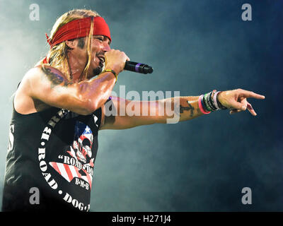 Irvine California, Settembre 17, 2016, Brett Michaels sul palco del Sirius XM Nazione capelli Fest Foto Stock