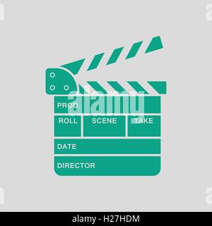 Clap film board icona. Sfondo grigio con verde. Illustrazione Vettoriale. Illustrazione Vettoriale