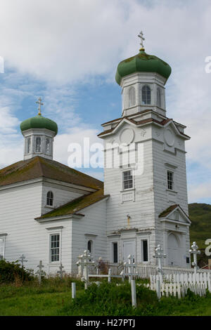 Alaska, Isole Aleutine Isola, Unalaska, Harbor olandese. (53-54-15 N 166-31-68 W) Santa Ascensione cattedrale, Chiesa Ortodossa Russa. Foto Stock