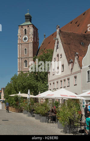 La Torre dell'orologio di Frauenmunster. Ingolstadt, Baviera, Germania Foto Stock