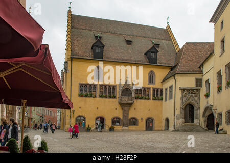 Alter Rathaus Platz, Regensburg, Baviera, Germania Foto Stock