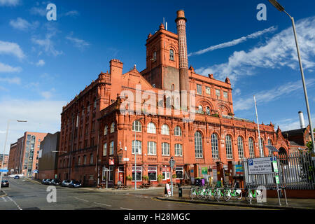 Ex Birreria Cains in Stanhope Street, Liverpool. Precedentemente Higsons Brewery. Foto Stock