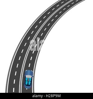 La strada, l'autostrada prospettiva. L'auto sulla strada. illustrazione Illustrazione Vettoriale