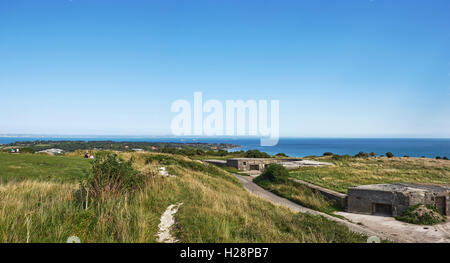 Culver verso il basso della batteria postazioni pistola a Palmerston Fort sull'Isola di Wight Foto Stock