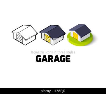 Icona di garage in stile differente Illustrazione Vettoriale