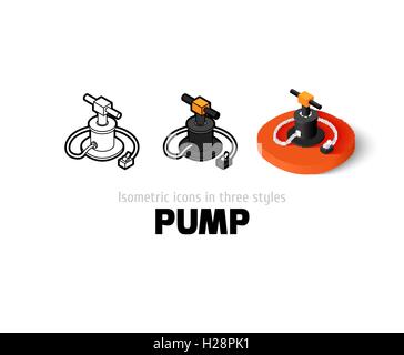 Icona della pompa in stile differente Illustrazione Vettoriale