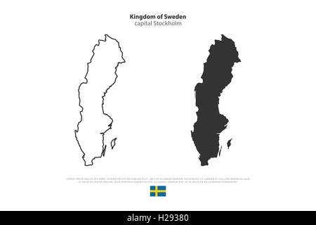 Regno di Svezia mappa isolato e bandiera ufficiale icona. vettore politico svedese mappe illustrazione. Svedese geografica templ banner Illustrazione Vettoriale