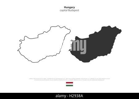 Repubblica di Ungheria mappa isolato e bandiera ufficiale icone. vettore Hungaian mappe politico illustrazione. Europa centrale paese ge Illustrazione Vettoriale