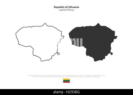 Repubblica di Lituania mappa isolato e bandiera ufficiale icone. vettore politico lituano icona mappe su sfondo bianco. Norther Illustrazione Vettoriale