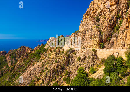Calanche de Piana sulla costa occidentale della Corsica Foto Stock