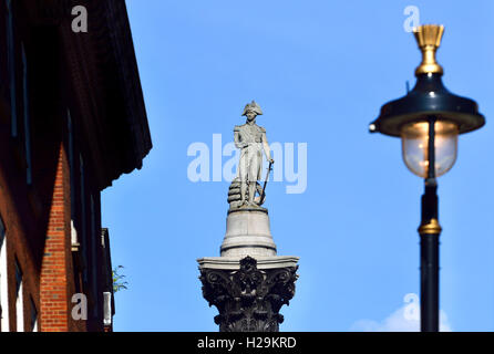 Londra, Inghilterra, Regno Unito. Nelson la colonna, visto da di Whitehall Foto Stock