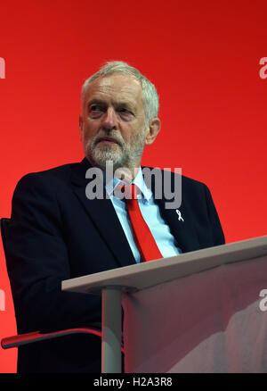 Liverpool, Regno Unito. 26 Settembre, 2016. Jeremy Corbyn Partito Laburista Confernce Liverpool Credit: Della Batchelor/Alamy Live News Foto Stock