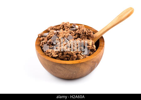 Macro close up di cioccolato muesli con pezzetti di cioccolato Foto Stock