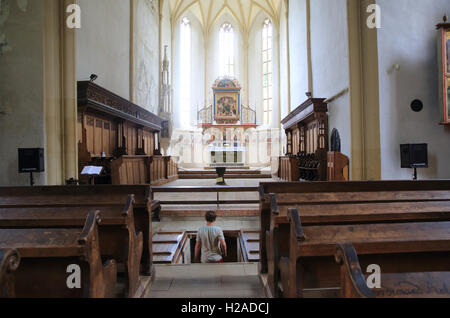 La storica, gotico, Chiesa sulla collina, nella città fortificata di Sighisoara in Transilvania, Romania, Est Europa Foto Stock