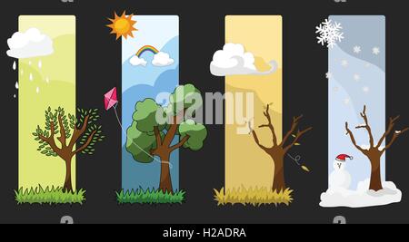 Four Seasons vettore : ogni stagione molte emozioni Illustrazione Vettoriale