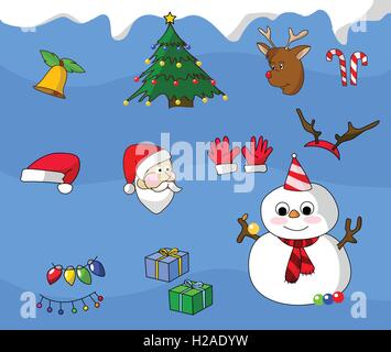 Coloratissimo Natale icone Illustrazione Vettoriale