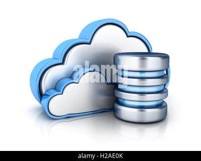 Il cloud storage e database (fatto in 3D rendering) Foto Stock