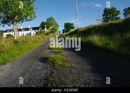 La strada da Lochdon al punto di erba sulla Isle of Mull, Scozia Foto Stock