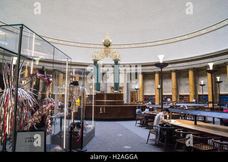 Biblioteca centrale di Manchester interni da E. Vincent Harris, 1930-1934, Manchester, Inghilterra, trascinare regine exhibition Foto Stock