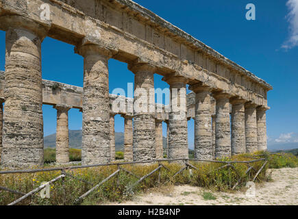 Antico tempio di Segesta, in provincia di Trapani, Sicilia, Italia Foto Stock