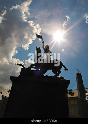 Statua equestre di San Giorgio che uccide il drago. Il Castello di Praga. Praga. Repubblica ceca Foto Stock