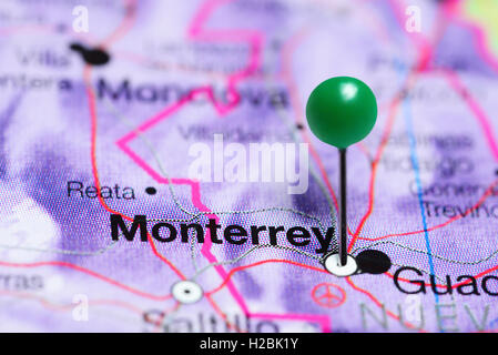 Monterrey imperniata su una mappa del Messico Foto Stock