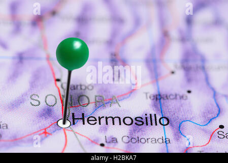 Hermosillo imperniata su una mappa del Messico Foto Stock