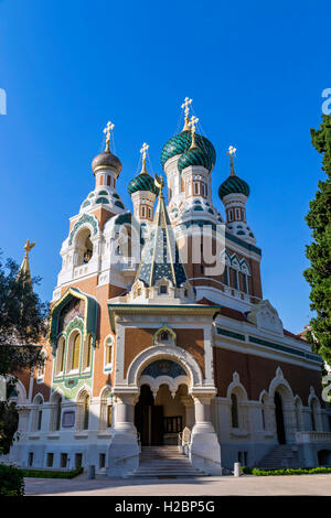 Russo cattedrale ortodossa (Cathedrale Orthodoxe Saint-Nicolas) nella città di Nizza, Francia Foto Stock