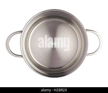 Acciaio inox pentola di cottura pan isolate su sfondo bianco Foto Stock