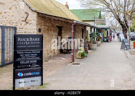 Il Rockbare cantina porta e café di Hahndorf, in Sud Australia le pittoresche colline di Adelaide. Foto Stock