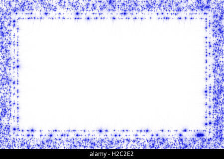 Telaio (confine) composta di blu scintillanti stelle scintillanti isolate su sfondo bianco con copia vuoto lo spazio per inserire un testo Foto Stock