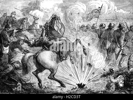 La battaglia di Shiloh, conosciuta anche come Battaglia di Pittsburg Landing, era la seconda grande battaglia della Guerra Civile americana (1862). La battaglia combattuta il 6 di aprile - 7, 1862, nel sud-ovest del Tennessee, si è conclusa con il ritiro delle truppe Confederate ma non è stata una vittoria dell'Unione. Foto Stock