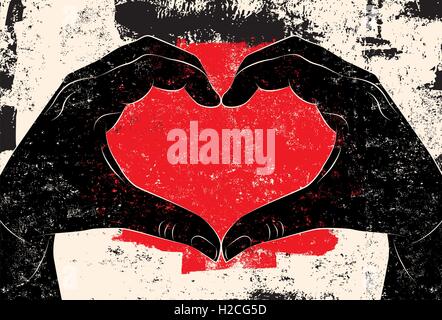 Le mani facendo segno di cuore le due mani facendo un segno di cuore. Illustrazione Vettoriale