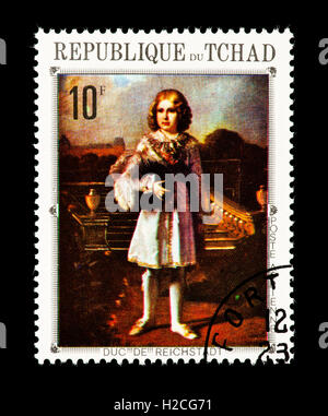 Francobollo dal Ciad raffigurante Napoleone Francois Carlo Giuseppe Bonaparte come il duca di Reichstadt. Foto Stock