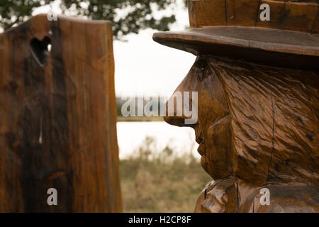Mad Hatter scultura alla RSPB Saltholme Foto Stock