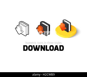 Icona di download in stile differente Illustrazione Vettoriale