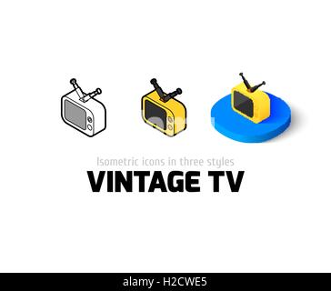 Vintage icona TV in stile differente Illustrazione Vettoriale