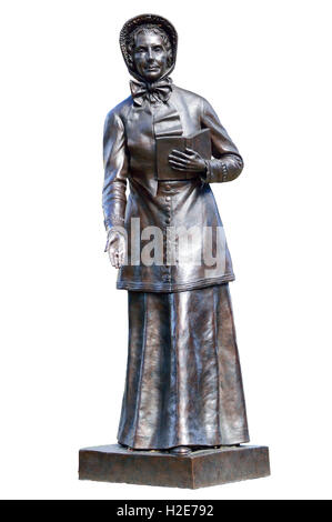 Londra, Inghilterra, Regno Unito. Statua : Catherine Booth (moglie di William Booth, fondatore dell'Esercito della salvezza) su Mile End Rd, Whitechapel Foto Stock